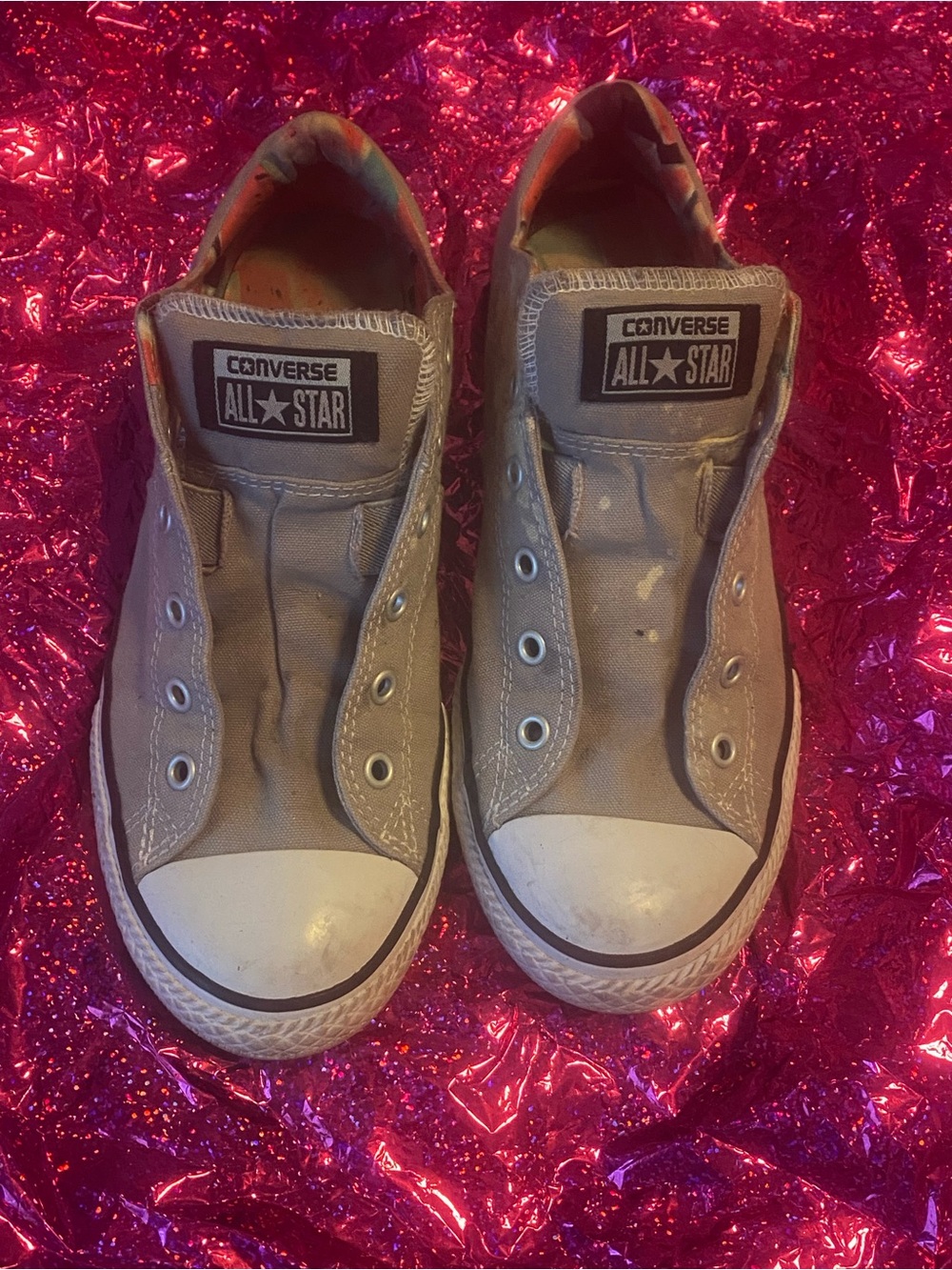 Converse Grey & Watermelon Design Low Top Sneakers